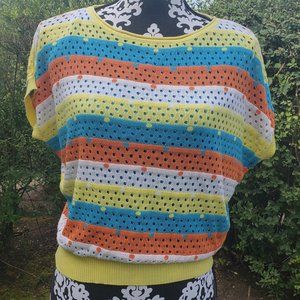 Vintage style Rainbow Embroidered Womens Blouse